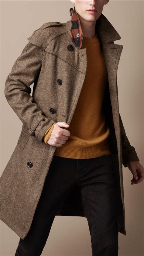 burberry tweed multicolor coat mens wool|Men’s Coats .